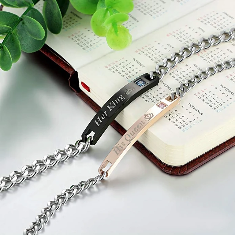 Ρομαντικό δώρο για ζευγάρια, σετ βραχιολιών Her King και His Queen