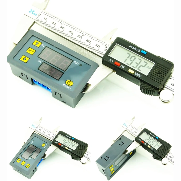 Μπροστινή όψη της μονάδας με σημειωμένες διαστάσεις