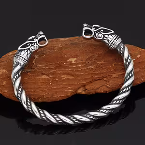 Bracelet viking tête de loup – Modèle gothique inspiré de la série Vikings pour hommes