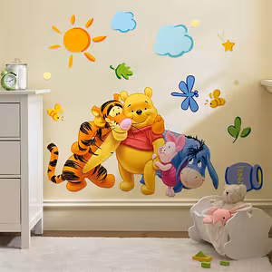 Sticker mural décoratif Winnie l’Ourson et ses amis – Autocollant chambre d’enfant, dessins animés