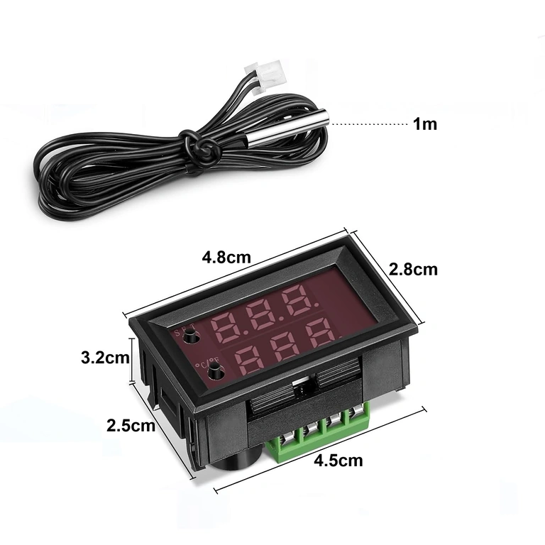 Διαστάσεις ψηφιακού θερμοστάτη Διαστάσεις ψηφιακού θερμοστάτη 48x28x32 mm