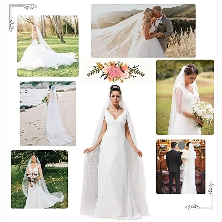 Κομψό τούλι πέπλο για γάμο Λεπτός και κομψός λευκός πέπλος, ιδανικός για ιδιαίτερα νυφικά