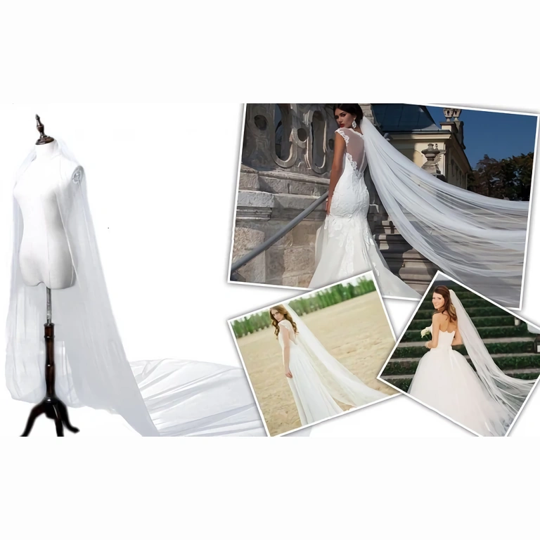 Νυφικό πέπλο στυλ πριγκίπισσας Μακρύς λευκός πέπλος που προσθέτει κομψότητα και μυστήριο στην εμφάνιση της νύφης