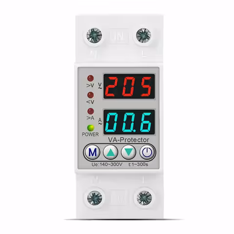 Relais de surveillance et protection surtension monophasé 220V 63A avec affichage digital et réarmement automatique