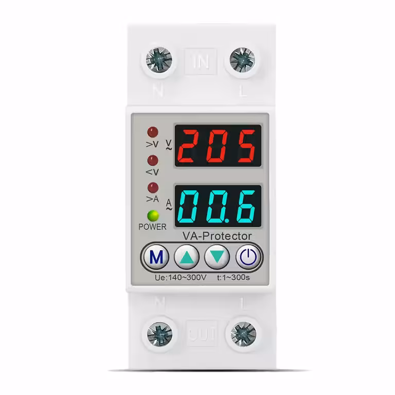 Relais de surveillance et protection surtension monophasé 220V 63A avec affichage digital et réarmement automatique