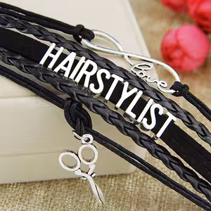 Bracelet coiffeur en cuir noir – Accessoires professionnels pour salon de coiffure