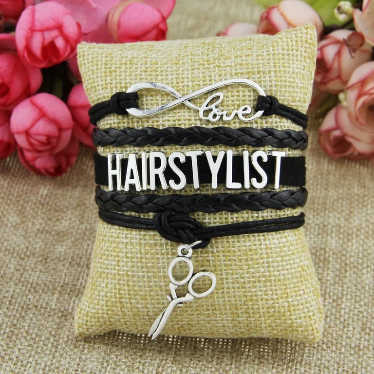 Στυλιζαρισμένο βραχιόλι με σχέδιο εργαλείων κουρέα Διακοσμητικό βραχιόλι με εργαλεία κουρέα