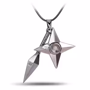 Collier cosplay Naruto Uzumaki avec Kunai et Shuriken – Accessoire anime