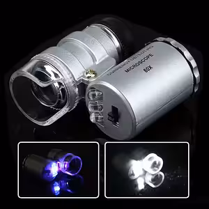 Microscope LOUPE 60x avec LED et lampe UV – Vérification argent, bijoutier et horloger
