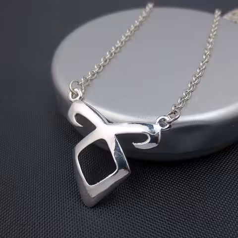 Pendentif collier The Mortal Instruments City of Bones – Angel, chaîne argentée fantasy