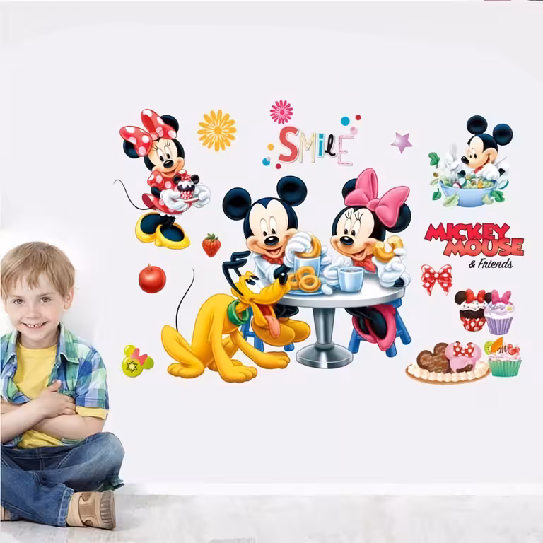 Sticker mural Mickey Mouse autocollant pour chambre d’enfant ou bébé