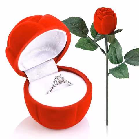 Boîte rose en velours pour bague de fiançailles, boucles d’oreilles ou pendentif – Élégante et romantique