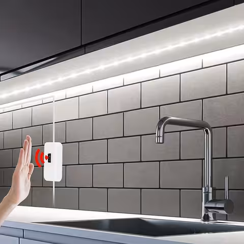 Bande LED blanc froid 3m avec capteur de mouvement USB 5V pour cuisine et salle de bain