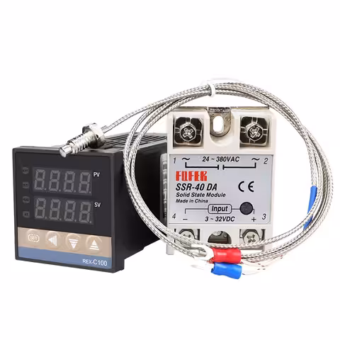 Contrôleur thermostat digital température 220V 0-400°C avec relais SSR 40A REX C100