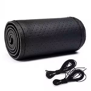 Housse de volant en cuir naturel veau perforé universelle avec fil et aiguille