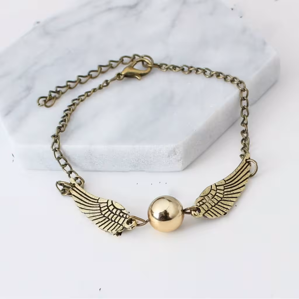 Bracelet Harry Potter Golden Snitch & Reliques de la Mort – Balle dorée / argentée, cadeau magique pour fans