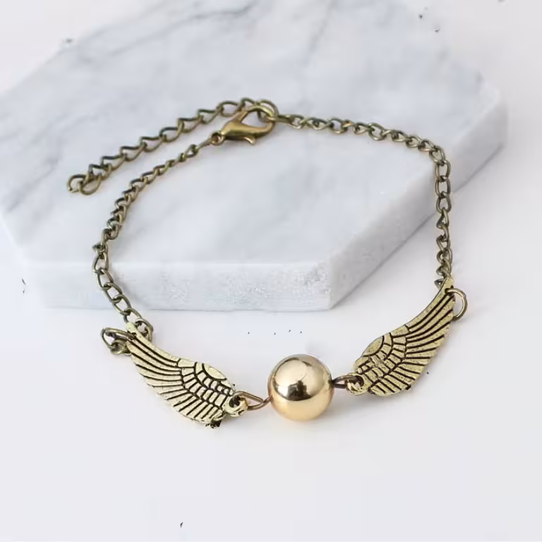 Bracelet Harry Potter Golden Snitch & Reliques de la Mort – Balle dorée / argentée, cadeau magique pour fans