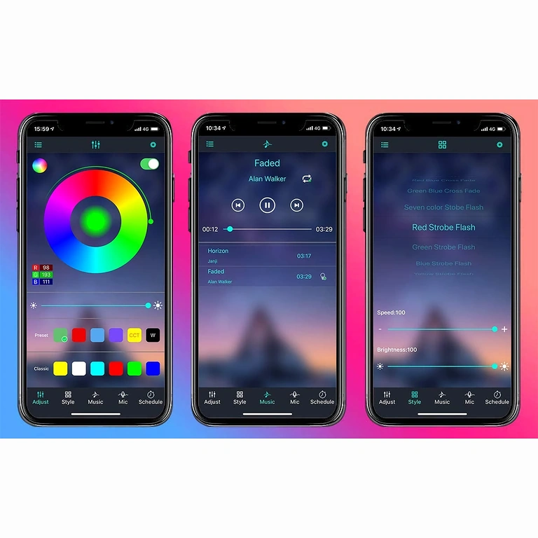 LED ταινία για TV – έλεγχος μέσω bluetooth LED ταινία για τηλεόραση με φωτισμό περιβάλλοντος, ρύθμιση έντασης και χρωμάτων