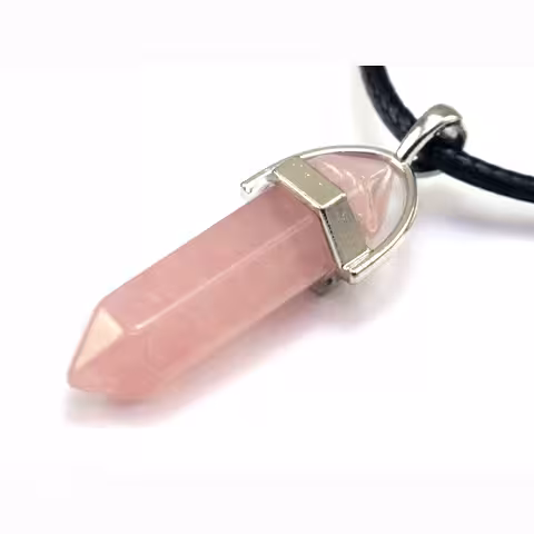 Collier quartz rose naturel avec pendentif – Bijou cristal pour purification et énergie
