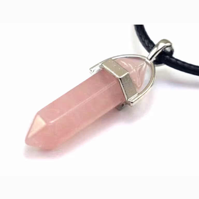 Collier quartz rose naturel avec pendentif – Bijou cristal pour purification et énergie