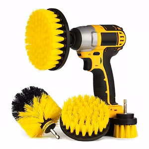 Set de 3 brosses nylon rotatives pour perceuse – nettoyage tissu, tapis, moquette et plastique