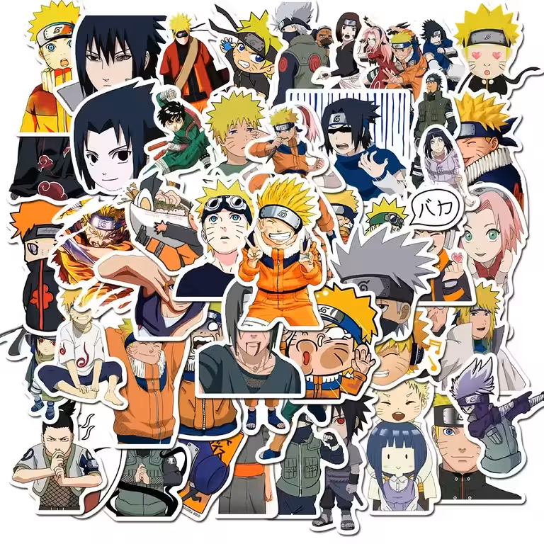Stickers anime Naruto Shippuden – Set 50 autocollants PVC résistants pour ordinateur, vélo, skateboard et consoles