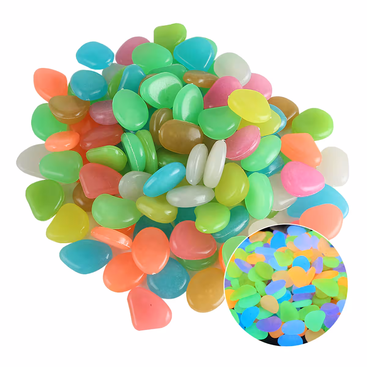 Φωσφοριζόμενες διακοσμητικές πέτρες για φωτισμό μονοπατιών κήπου