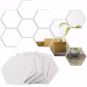 Set de miroirs hexagonaux autocollants décoratifs – Miroir acrylique mural, forme hexagonale, design moderne