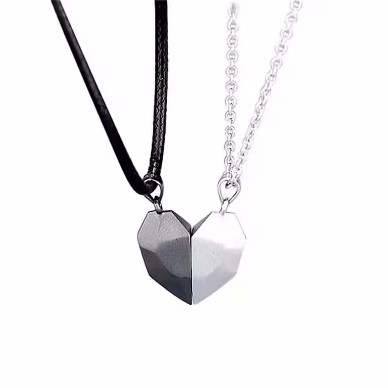 Chaînettes magnétiques Couple BFF – Colliers cœur avec aimant, cadeau pour couple