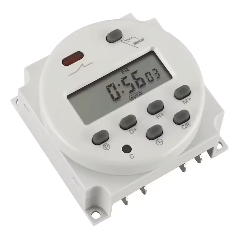 Relais programmateur temporisation digitale 12V – Minuteur électronique avec écran et 8 programmes ON/OFF