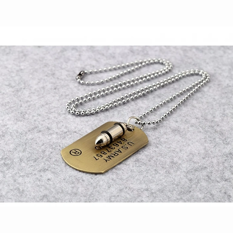 Αλυσίδα με σφαίρα από μέταλλο, στρατιωτικό στυλ, ανδρικό σχέδιο