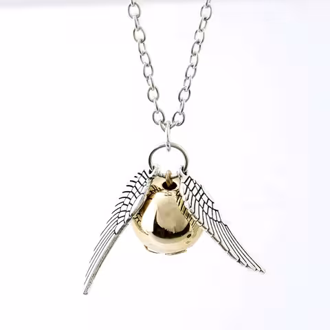 Pendentif chaîne Harry Potter Golden Snitch Quidditch avec aile d’ange – Cadeau pour fans de magie