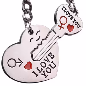 Porte-clés couple I Love You – Cœur avec clé et cadenas BFF, cadeau romantique et amitié