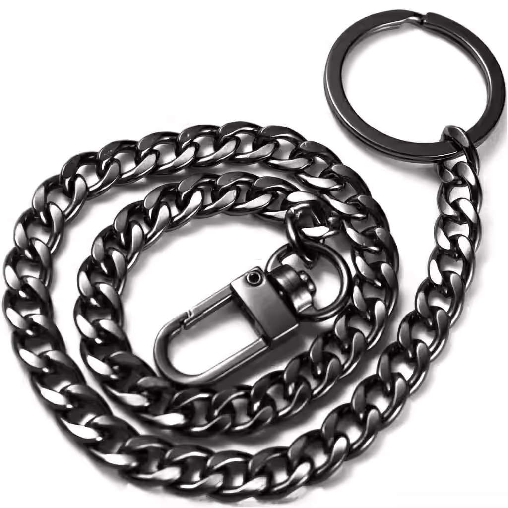 Chaîne pantalon unisexe – Accessoire métallique noir pour jeans, enfants et adultes