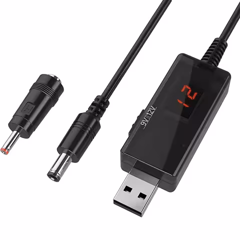 Module convertisseur USB 5V vers 9V / 12V – Inverseur Step-Up avec écran LED et fonction UPS pour auto, routeurs et DIY