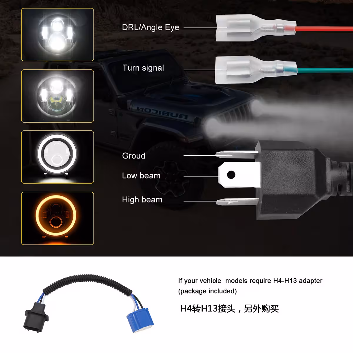 Στρογγυλό LED φανάρι για Harley FLD, Touring, Softail (1991–2013)