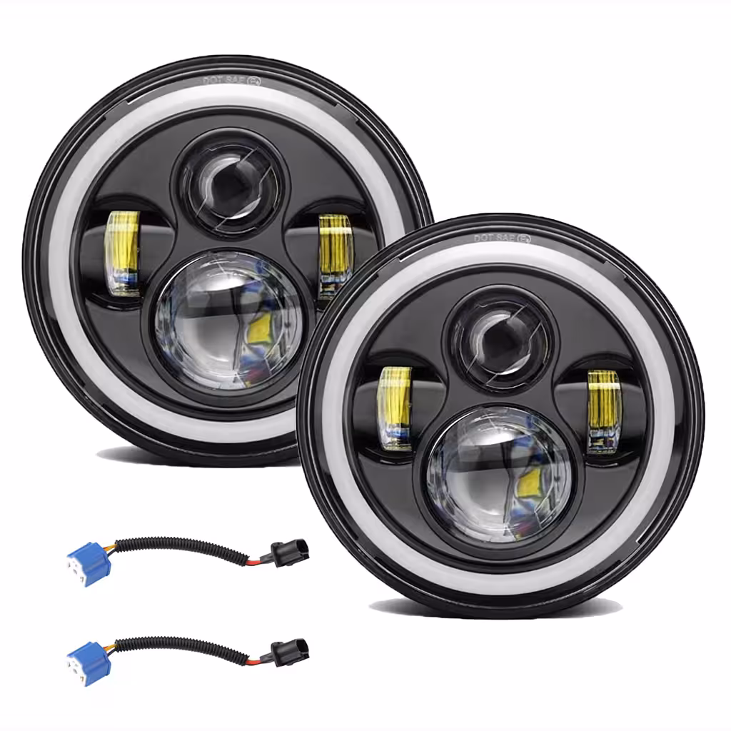 Phare rond LED 7 pouces pour Jeep Wrangler, Suzuki Samurai, Nissan Patrol – Éclairage auto et moto performant