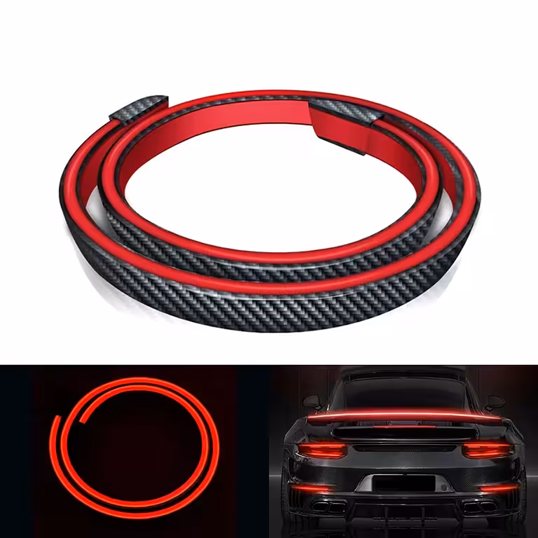 Aileron spoiler universel en carbone avec bande LED et feu stop pour coffre et lunette arrière