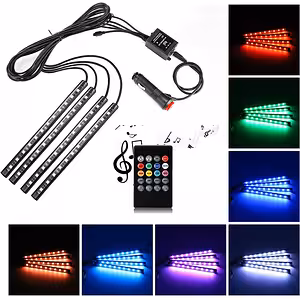 Éclairage ambiant auto – bande LED RGB kit intérieur auto avec capteur sonore