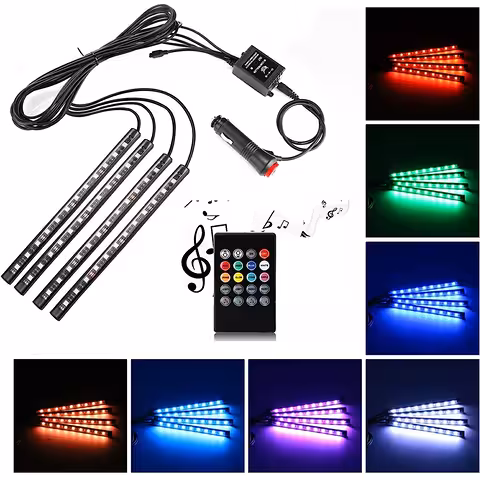 Éclairage ambiant auto – bande LED RGB kit intérieur auto avec capteur sonore