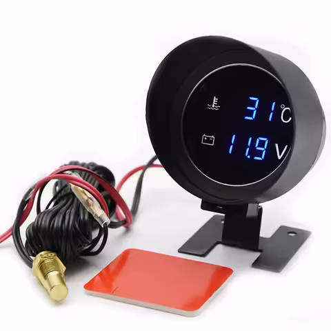 Indicateur température eau moteur avec sonde et voltmètre digital – auto, tracteur, 12V/24V