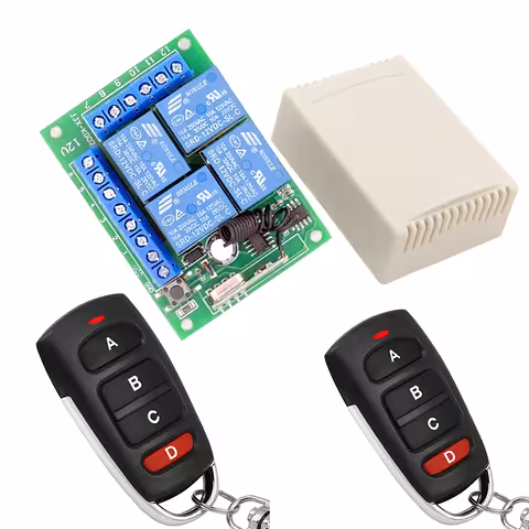 Relais avec télécommande 4 canaux 12V – module avec 4 relais et 2 télécommandes incluses