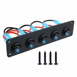 Panneau 5 boutons interrupteurs auto ON/OFF avec LED bleue 12V/24V