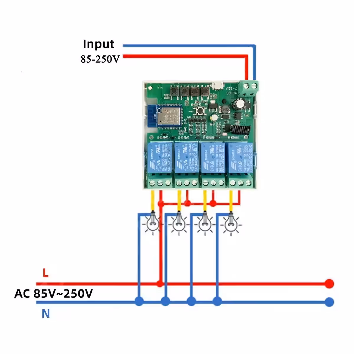 Παράδειγμα σύνδεσης smart Tuya διακόπτη σε φωτιστικά κυκλώματα