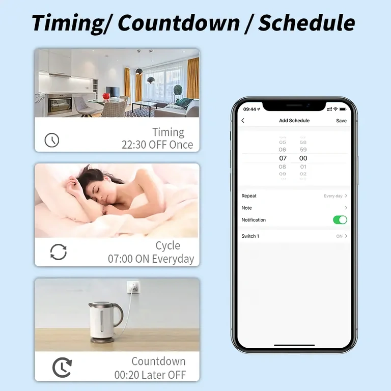 Ημερήσιος και εβδομαδιαίος προγραμματισμός Έξυπνη πρίζα με δυνατότητα προγραμματισμού για αυτοματοποιημένο έλεγχο