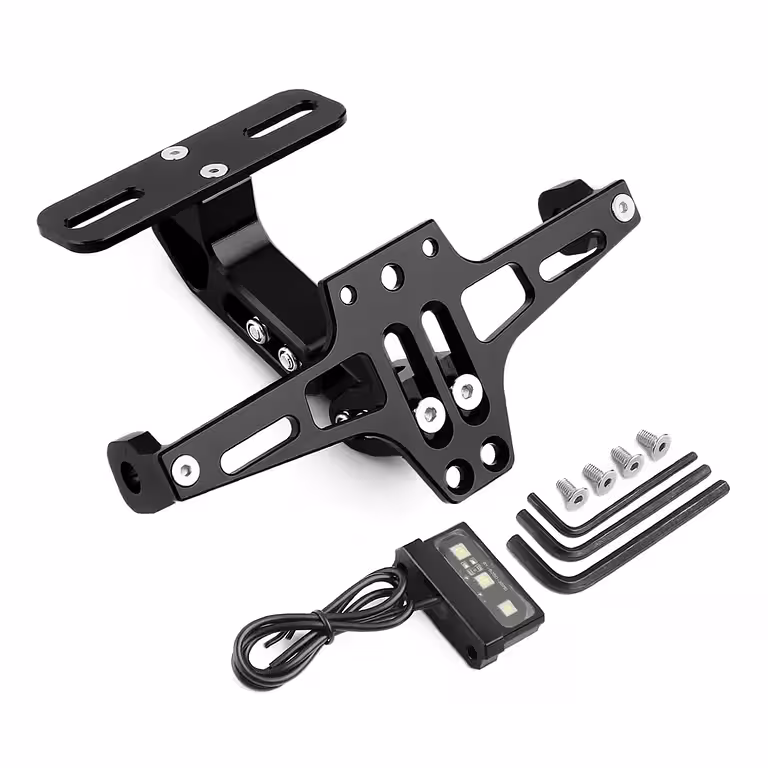 Support plaque moto rabattable avec LED, universel sport