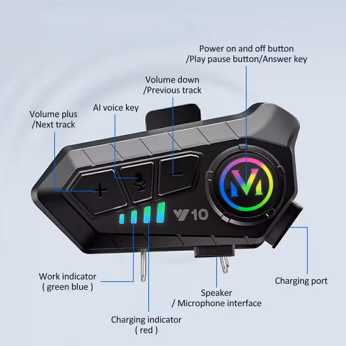 Κουμπί για ενεργοποίηση φωνητικού βοηθού στο intercom κράνους