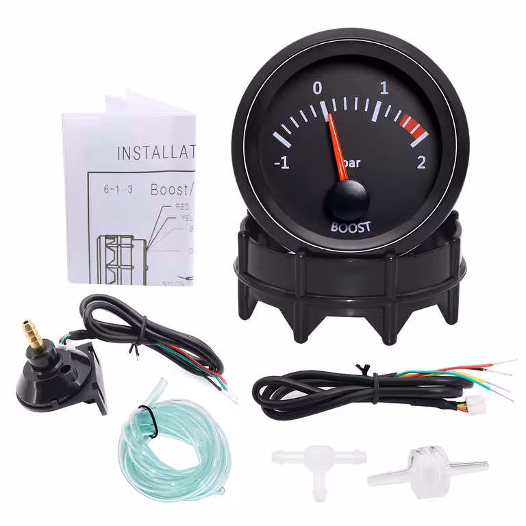Manomètre boost pression turbo 2 bar – Manomètre 52mm avec indicateur et support montage
