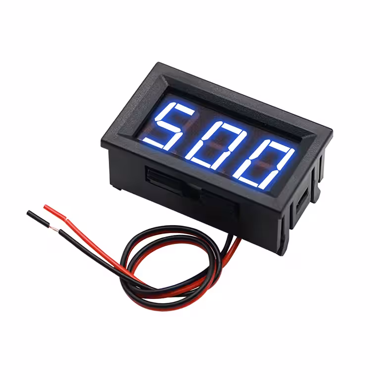 Voltmètre digital panneau pour courant alternatif 220V – Affichage LED bleu, mono et triphasé