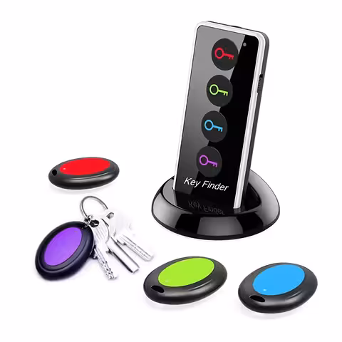 Dispositif de localisation clés avec télécommande – Key Finder avec alarme sonore, 4 porte-clés anti-perte